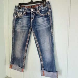 Rock Revival 🌞0119 Kai Capri Jeans Women's Stretch Buckle Sz 27 Preowned Denim